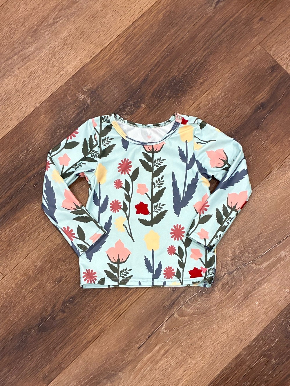 Pink Chicken Blue Floral Swim Top Shirt Rashguard Pool Summer Vacation 12-18m